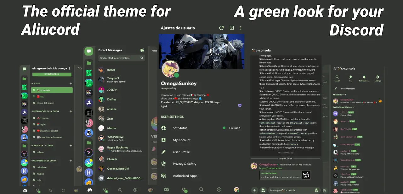 Aliucord theme. A dark green theme.